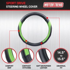 Motor Trend Sport Drive Steering Wheel Cover For Cars - Green Black Motor Trend Sport Drive Steering Wheel Cover For Cars - Green Black