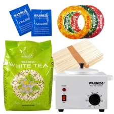 Waxness Wax Necessities White Tea Cream Waxing Kit with 2.2 lb Wax Bag