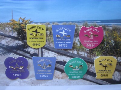 SURF CITY NEW JERSEY SEASONAL BEACH BADGES/TAGS