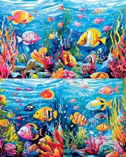 Colorful Ocean Fish - Printed Needlepoint Canvas - Vibrant Marine Diversity