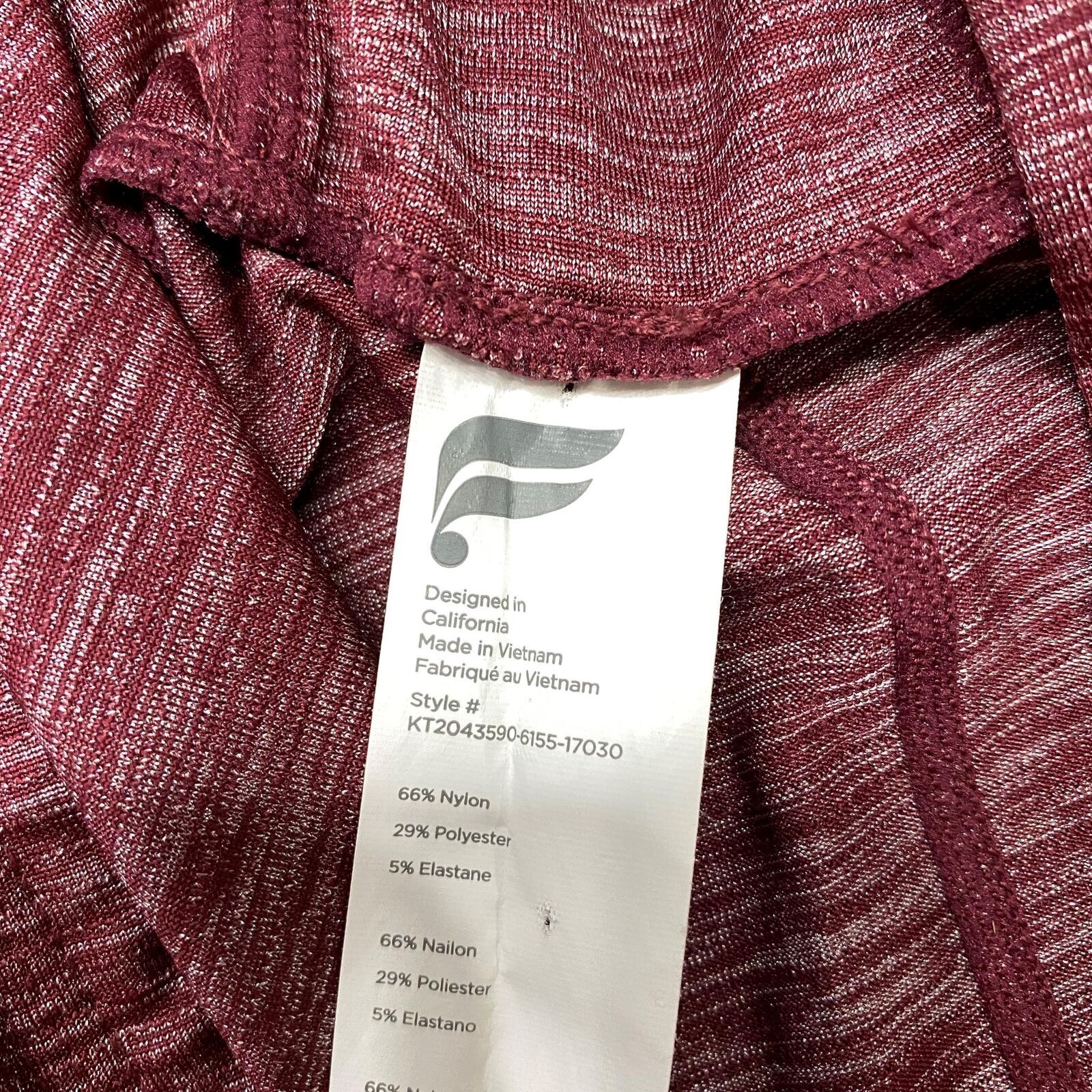 FABLETICS Drawstring Tie Short Sleeve Maroon Stre… - image 7