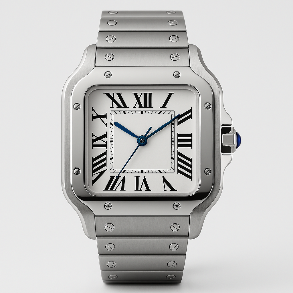 Custom Mod 38mm White Dial Square Santos Style Seiko NH35