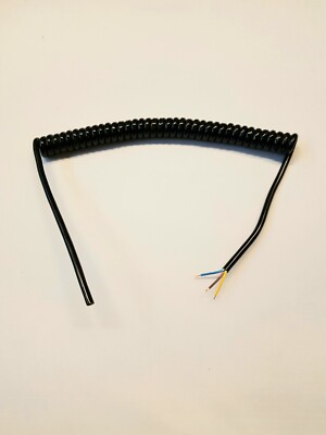 3-ADRIGES 0,75 qm WENDELKABEL SCHWARZ PUR. 250 mm (10'') WENDELLÄNGE #
