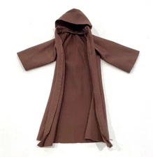 SU-R-QGJ: 1/12 scale Dark Brown Wired Jedi Fabric Robe for 6" Star Wars Figure