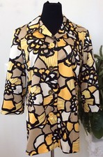 Covington Women's Multi-color Floral Satin Long Blazer Jacket Size L/G EUC 