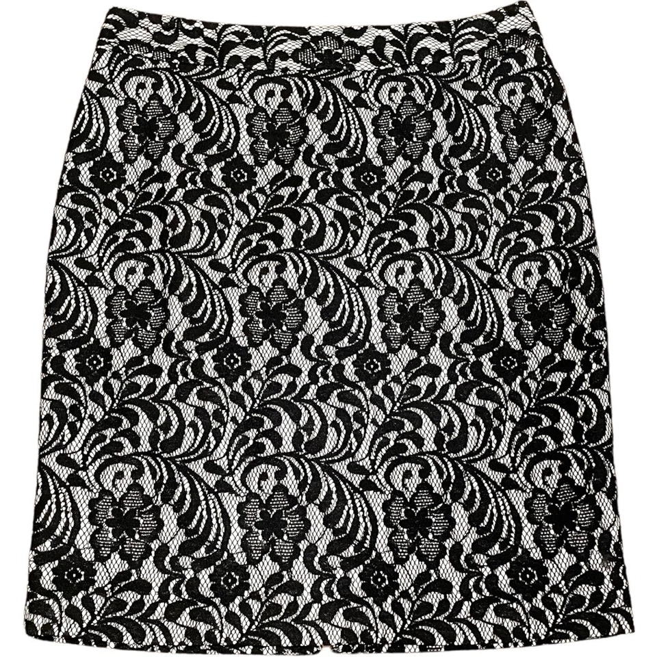 Worthington Mujer 4 Faldas Lápiz Recto Encaje Negro Blanco Forrado Cremallera Trasera Nuevo sin Etiquetas Foto 2 de 4