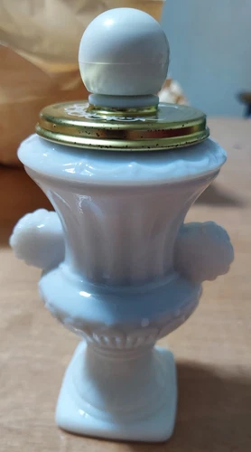 Vintage Avon Milk Glass Urn Decanter Bottle Silk and Honey Bath Foam Empty