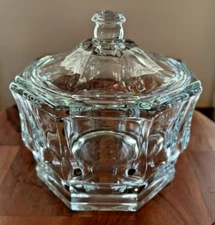 Vintage Indiana Glass Covered Clear Glass Octagon Candy Dish w/ Lid 5.5"