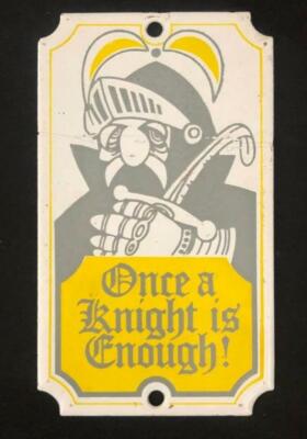 EINMAL EIN RITTER IST GENUG DODO DESIGNS PORZELLAN EMAILLE PLAKETTE SCHILD TELLER