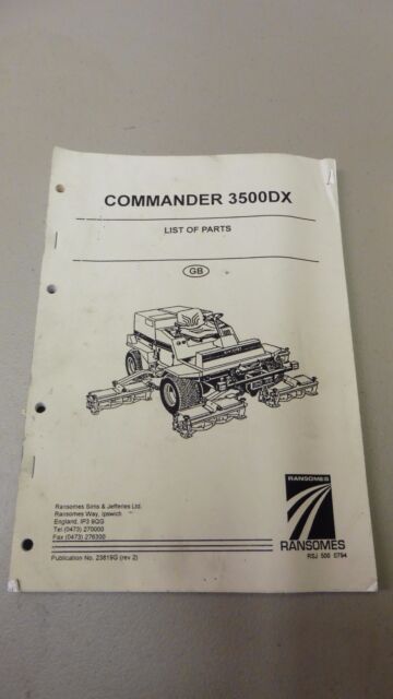 RANSOMES Commander 3500DX GREENS MOWER PARTS MANUAL 180 pages | eBay