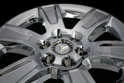4 Chrome Wheel Skins For 2019-2024 GMC Sierra 1500 SLE 17" Rims - Hub Cap Covers Set - View #3