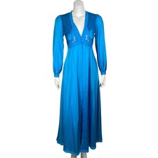 Vintage Shadowline Peignoir Set Size Petite Long Nightgown Robe Nylon Made USA
