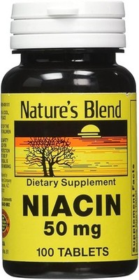 2 Pack Nature's Blend Niacin Tablets, 50 mg, 100 Ct