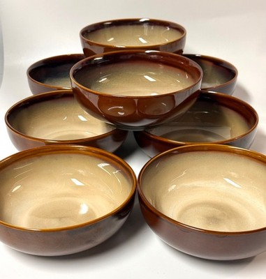 8 SANGO NOVA BROWN 4933 SOUP/SALAD BOWLS  6-1/4   Retired Dark Stamp Stoneware
