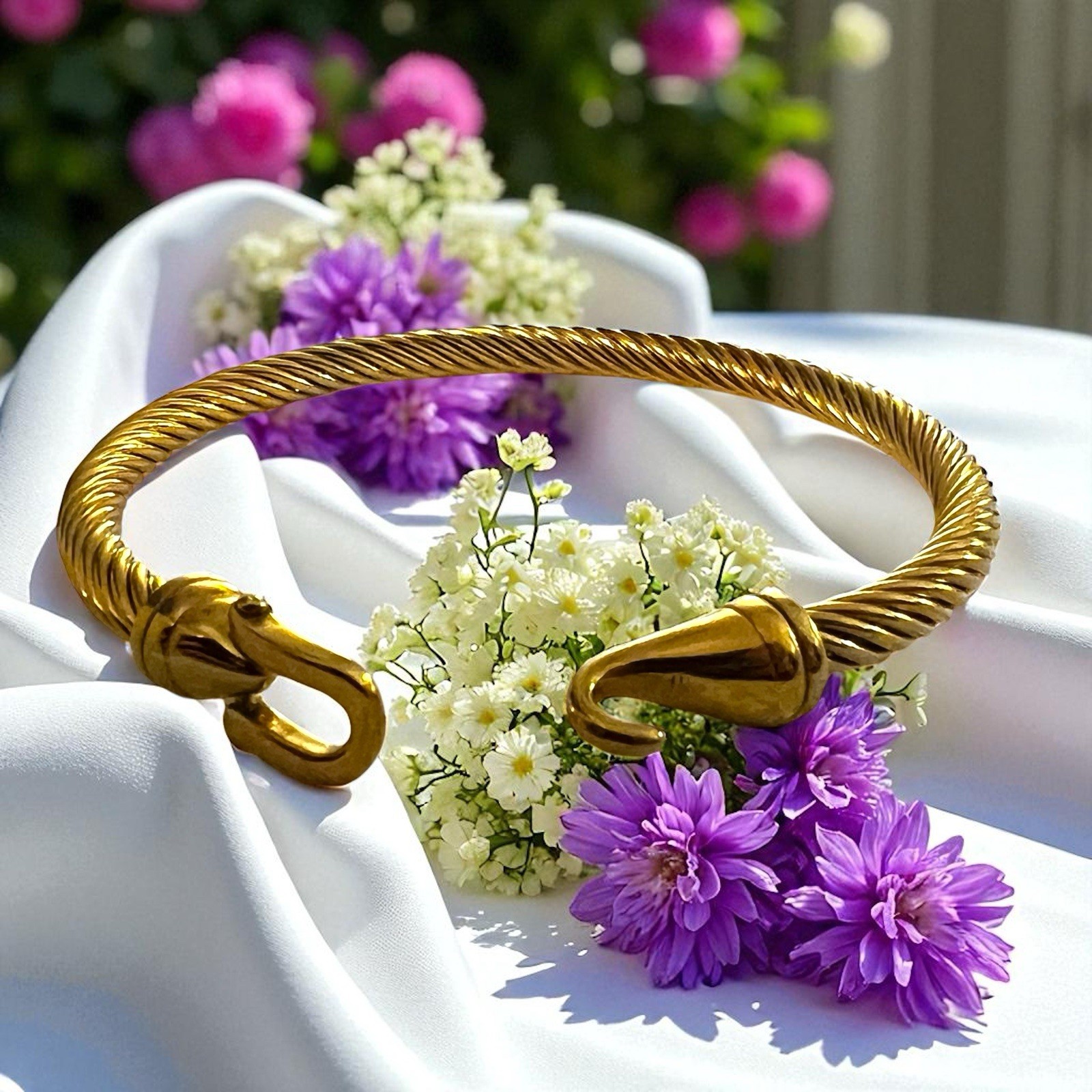 Twisted Cable Bracelet Cable Cuff  Hook Bangle Go… - image 24