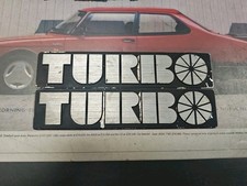 Pair Of Used Oe Saab 99 Turbo Emblem Badge Hood And Trunk