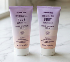 2 Packs Trader Joe's Invisible Gel Body Sunscreen SPF 40 Oil Free 5oz Each NEW