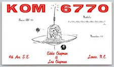 KOM 6770 CB Radio QSL Postcard Lenoir NC Diamond Jim Brady 1974 A146