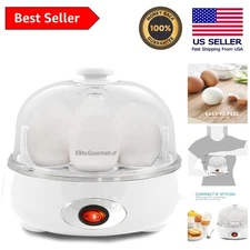 Automatic Egg Cooker with Auto Shut-Off, Buzzer & 7 Egg Capacity, Classic White