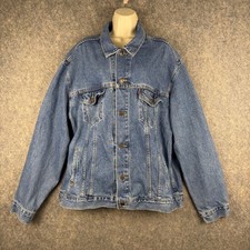 Vintage Made In USA Levi's Trucker Jacket Harley Davidson Patch Size XL 469