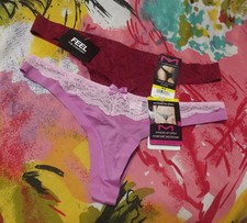 2 NEW MAIDENFORM COMFORT DEVOTION 40149 5HV NO VPL MF THONG PANTIES M/6