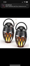 2 Pack Outdoor Bluetooth Speakers,Wireless Speaker with LED Flame Speaker Black
