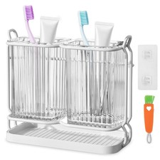 Toothbrush Holders for Bathrooms, 2 Cups Toothbrush Holders Wall Mounted, Dry...