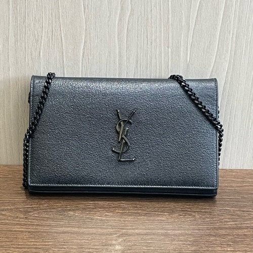 Saint Laurent Kate So Black YSL Logo Chain Shoulder Crossbody Bag