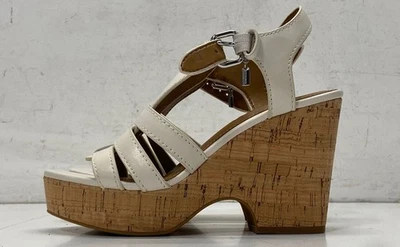 Coach Kennedy Off-White Leather Cork Wedge Platform Sandals Size 6B - Image 1 of 4