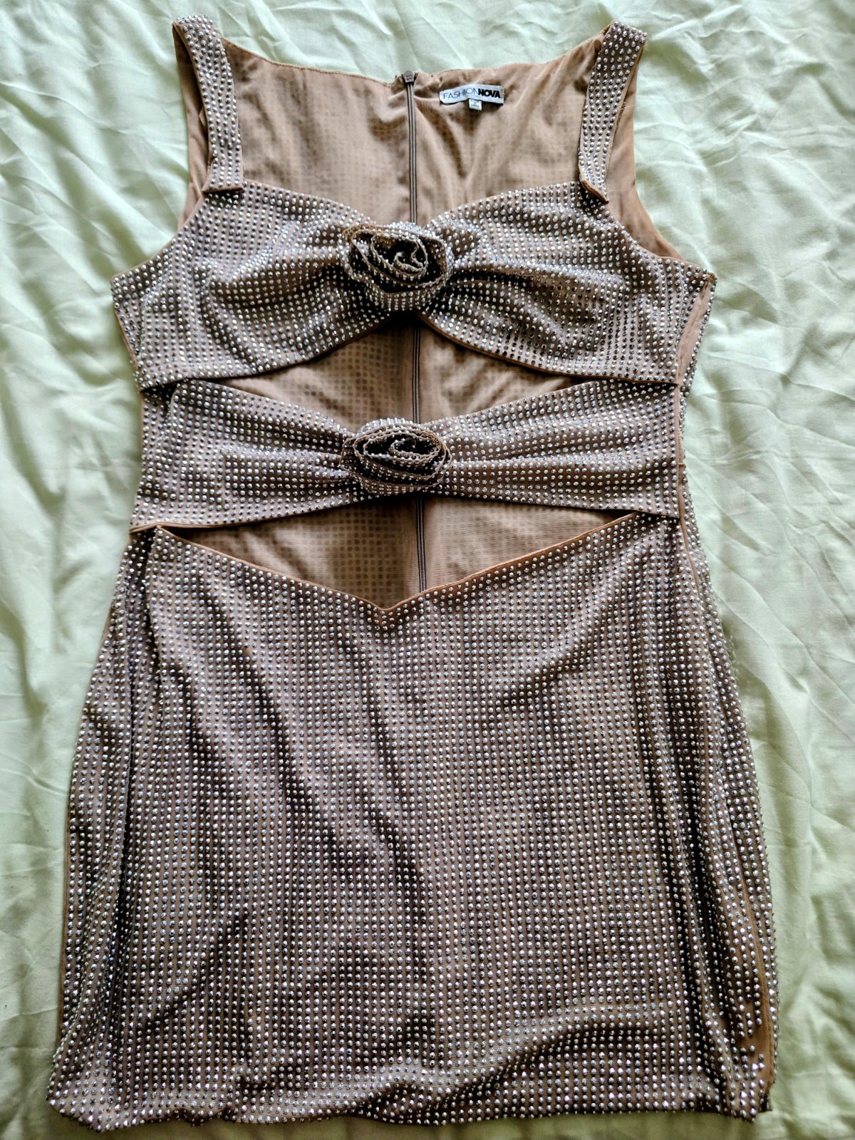 Mini Vestido Moda Nova Estrás Recortado - Talla L (Reino Unido 12-14)