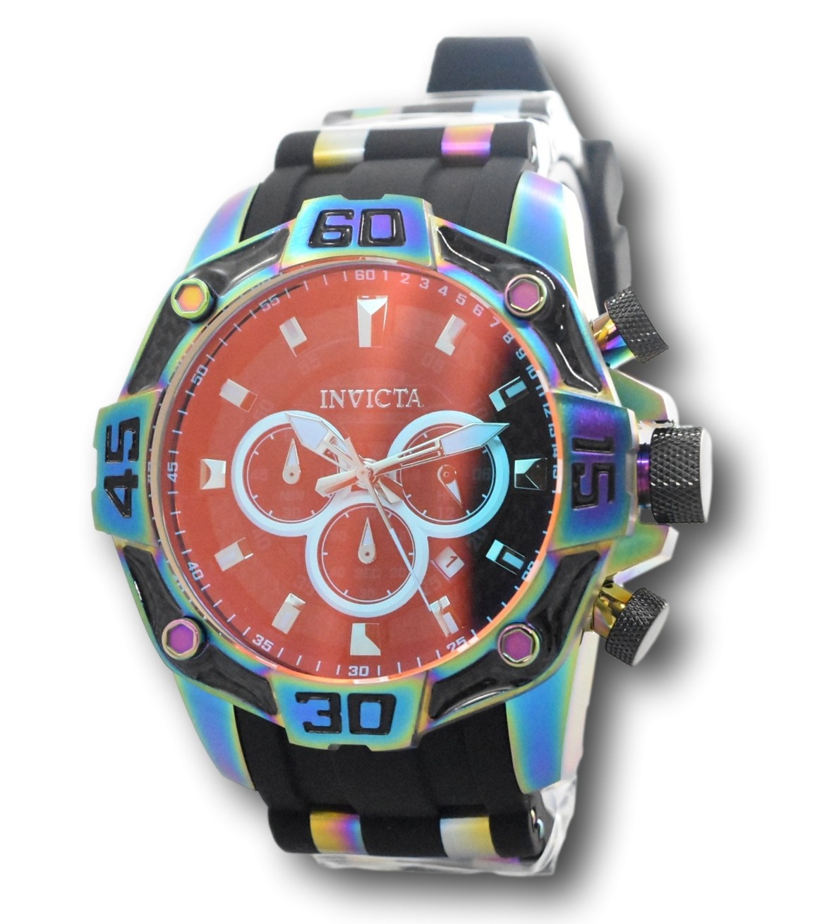 Invicta Pro Diver 52mm Mens Carbon Fiber Rainbow Dial Watch 33835