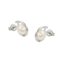 Ohrstecker Ohrring 11X7Mm Zuchtperle Rhodiniert Silber 925 | Gallay