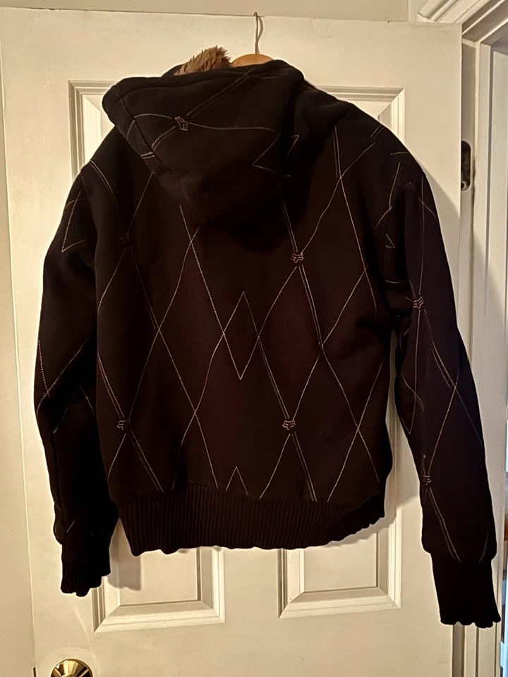 Moletom com capuz vintage anos 2000 FOX RACING Sasquatch forrado de pele argyle com zíper G - Imagem 2 de 4