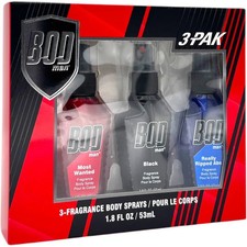 Bod Man Most Wanted, Black, Really Ripped Abs Fragrance Body Sprays 1.8oz 3 PACK