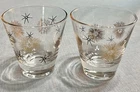 MCM Retro Double Shot Glass Atomic Pattern 50’s Gold And Black Vintage Federal