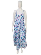 LoveShackFancy Women's Floral Print V-Neck White Cotton Long Gown Maxi Dress XS