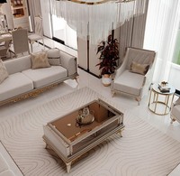 Elegantes Wohnzimmer Set Mit 3-Sitzer Sofa Sesseln Und Couchtisch