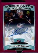 2019-20 O-Pee-Chee Platinum #R-EM Elvis Merzlikins Rookie-Autos-Matte-Pink #/99