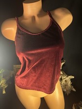 Vtg Satin Maroon Nightie Cami Top LOunge Blouse S 34"