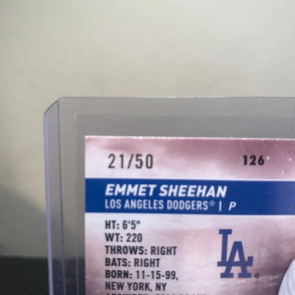 2024 TOPPS STADIUM CLUB BLUE PARALLEL #21/50 ROOKIE EMMET SHEEHAN DODGERS - Image 3 of 3
