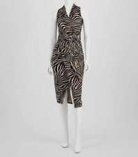 Rachel Roy Women's Black Animal-Print Faux-Wrap Jersey Sheath Dress Size XS