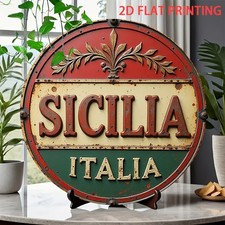 Italian Metal Sign Sicilia Italia Vintage Alu...