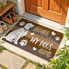 Home is Where My Dogs are Decorative Front Door Mat, Paw Prints Dog