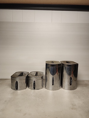  Kromex  1960's Modern Looking Kitchen Canister Set Flour/Sugar/Coffee /Tea Bt18