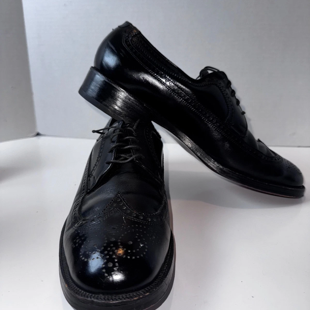 Vtg Cole Haan Mens Cap Toe Dress Shoes Black Oxford Balmoral England 11.5B Allen Edmonds Rutland, black, size 11.5B main image 2