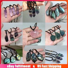 Raw Natural Quartz Crystal Pendant Healing Gemstone Necklace Pendulum Reiki Gift