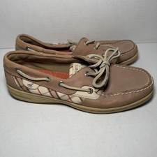Sperry Top-Sider Boat Loafer Plaid Two Eye Tan Leather Women's Sz 6.5 M