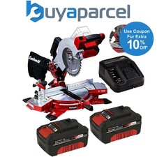 Einhell Cordless 18V Mitre Saw Power X Change +X2 4ah Batteries TE-MS 18/210 LI