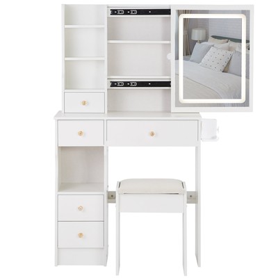 Small Space Vanity: LED Mirror, Outlets