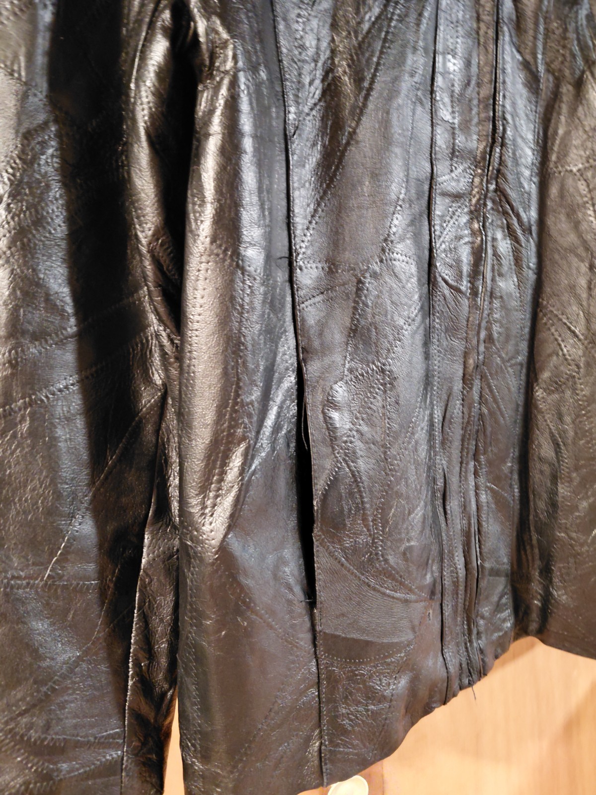 BLACK GENUINE LEATHER PATCHWORK JACKET ZIP FRONT … - image 6